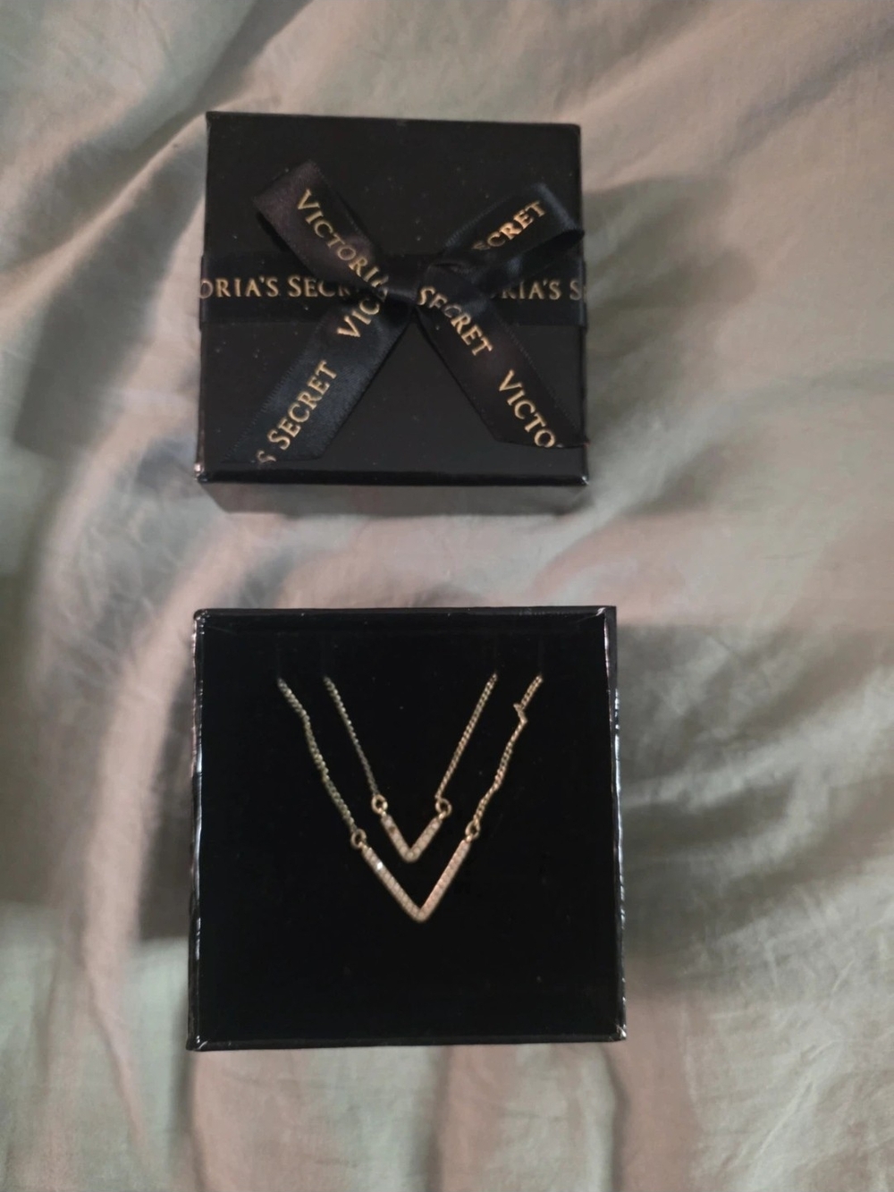 Victoria's Secret Gold Double V Layered Necklace